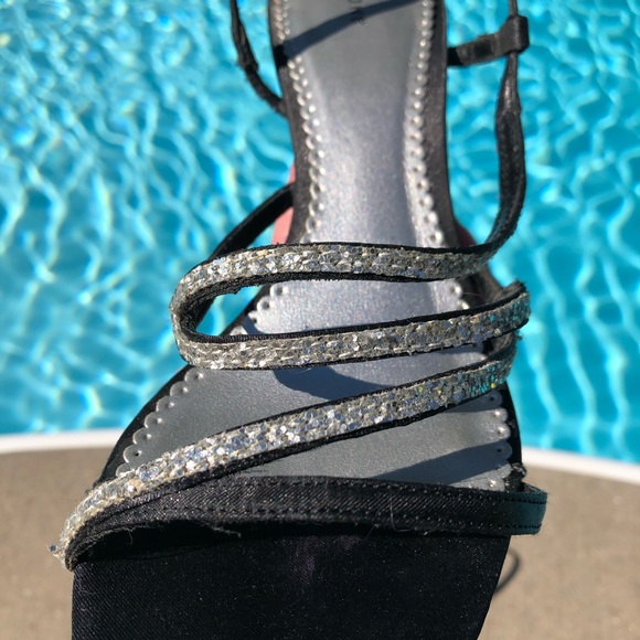 Black & Silver Sparkle Sandal Heels - Picture 8 of 11